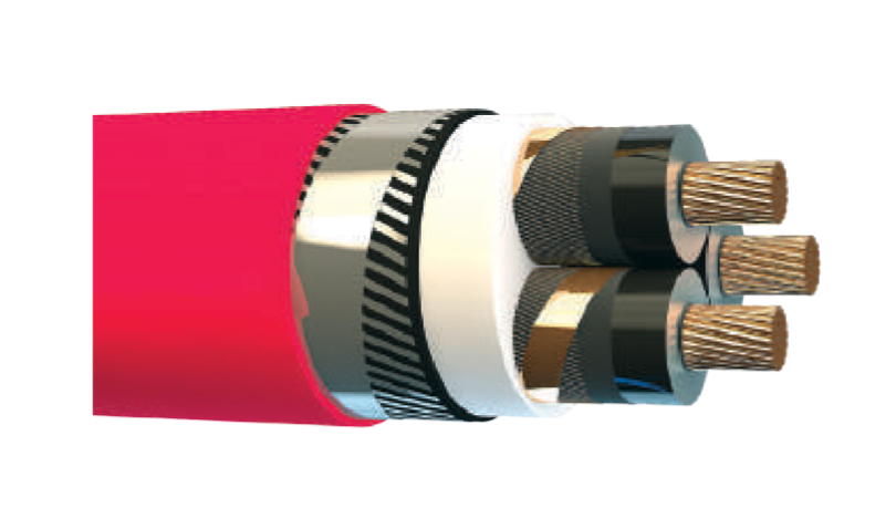 18/30 kV YXC8VZ3V-R, XLPE Yalıtkanlı, Bakır İletkenli, 3 Damarlı, Galvanizli Çelik Tel ve Bant Zırhlı Orta Gerilim Enerji Kabloları